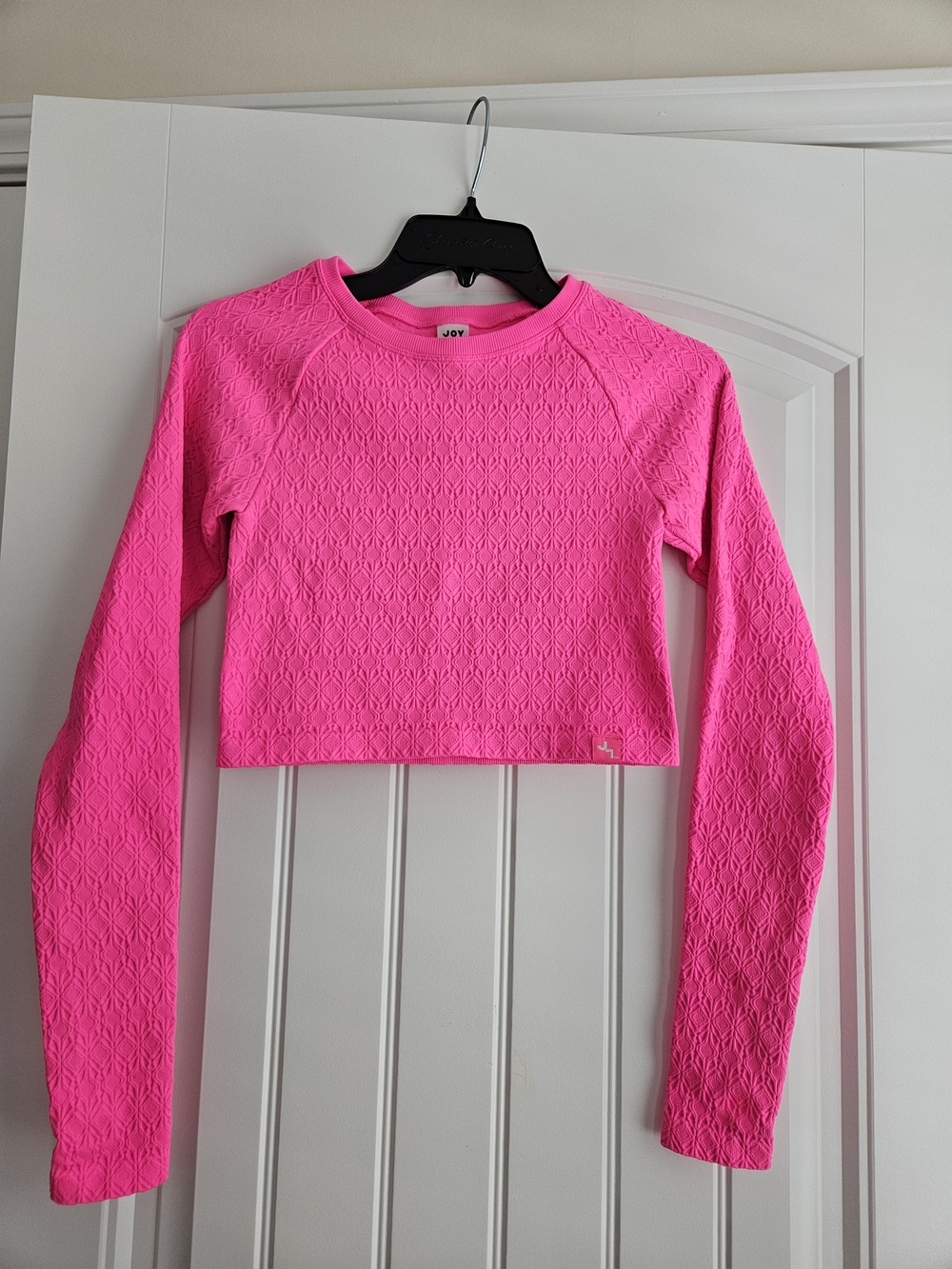 JoyLab Pink Textured Long-Sleeve Crop Top